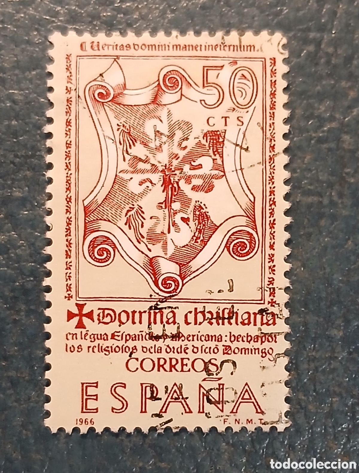 Sellos: 1 sello Espa&ntilde;a 1966. Serie forjadores de Am&eacute;rica. Doctrina Cristiana