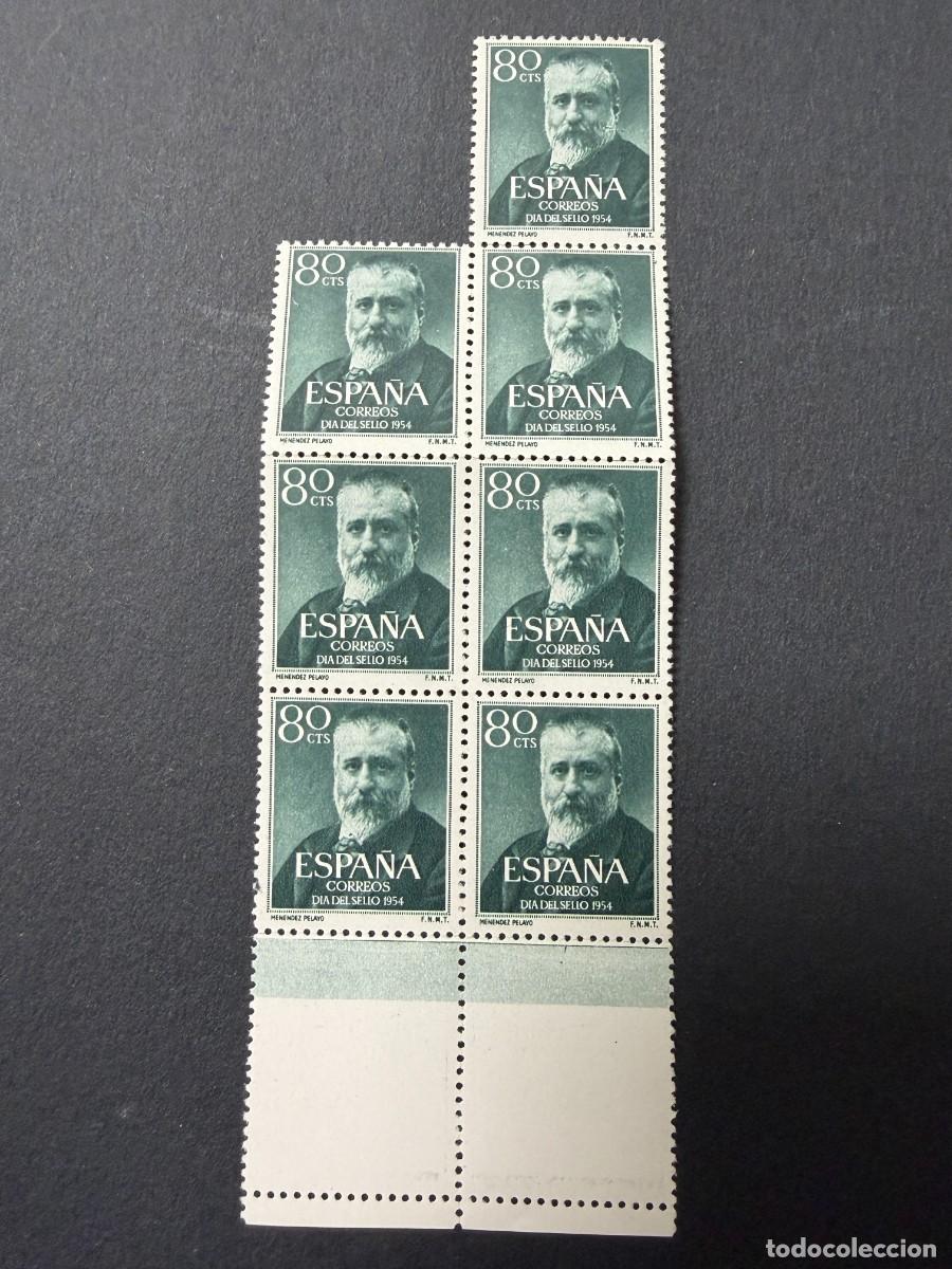 Sellos: ESPA&Ntilde;A, 1954. EDIFIL 1142. MARCELINO MENENDEZ Y PELAYO. NUEVOS. SIN FIJASELLOS. 7 SELLOS