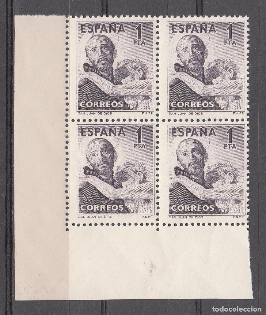Sellos: ESPA&Ntilde;A 1950 - SAN JUAN DE DIOS - EDIFIL 1070** EN BLOQUE DE 4 NUEVO SIN CHARNELA - ESQUINA DE PLIEGO