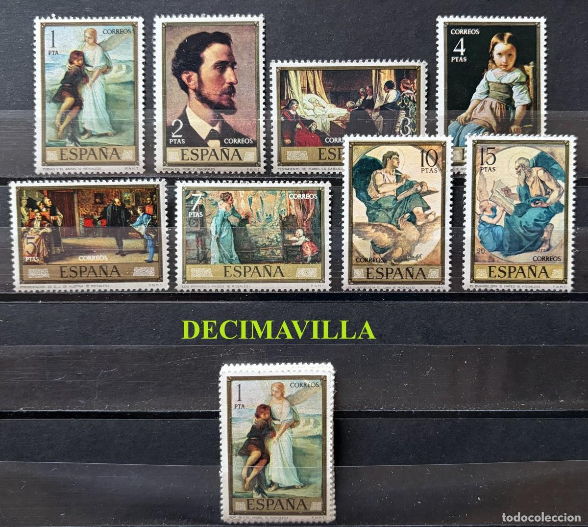 Sellos: ESP281, ESPA&Ntilde;A, SPAIN, A&Ntilde;O 1974, EDIFIL 2203/10, EDUARDO ROSALES Y MARTIN, 2 SERIES