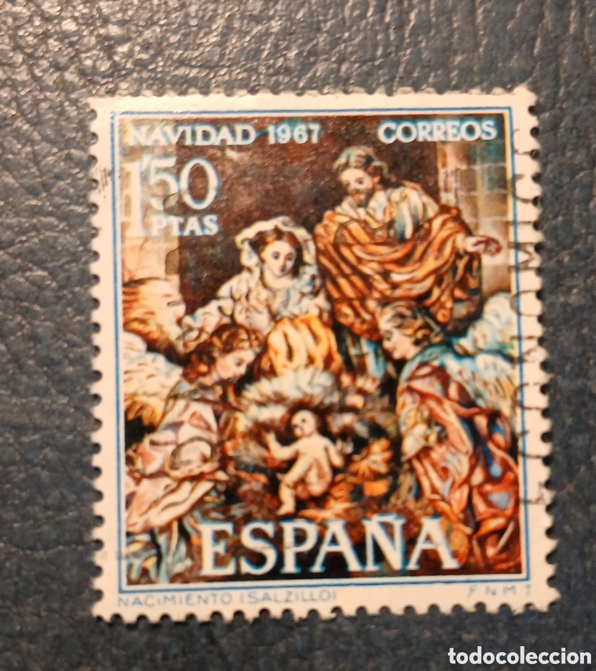 Sellos: 1 sello Espa&ntilde;a 1967. Navidad. Nacimiento (Salzillo