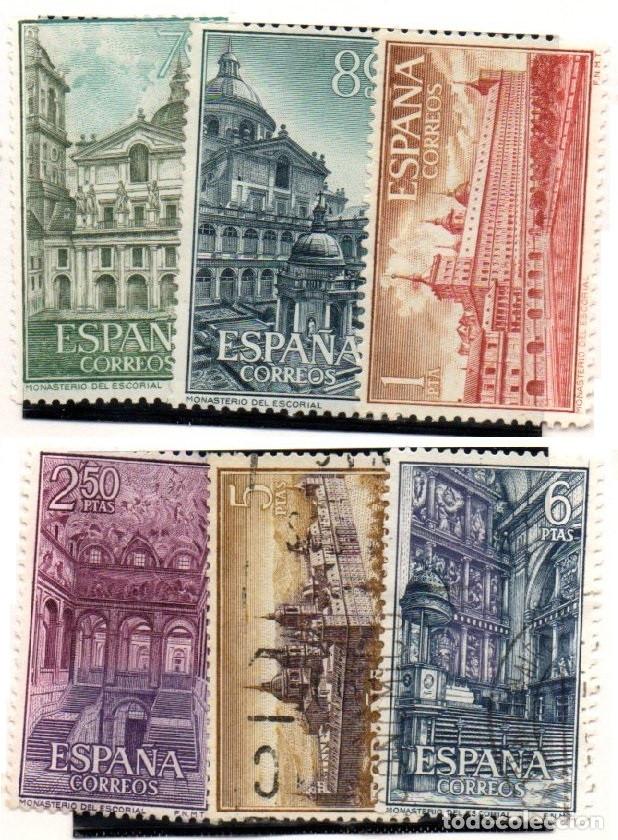 Sellos: SERIE SELLOS ESPA&Ntilde;A A&Ntilde;O 1961 ESCORIAL USADOS EDIFIL N&ordm; 1382-87 COMPLETA