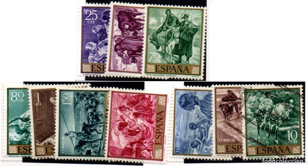 Sellos: SERIE SELLOS ESPA&Ntilde;A A&Ntilde;O 1964 PINTOR SOROLLA USADOS EDIFIL N&ordm; 1566-75 COMPLETA