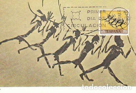 Sellos: Edifil n&ordm; 1786, pintura rupestre de la cueva Cingle en Castell&oacute;n, tarjeta m&aacute;xima 28-3-1967