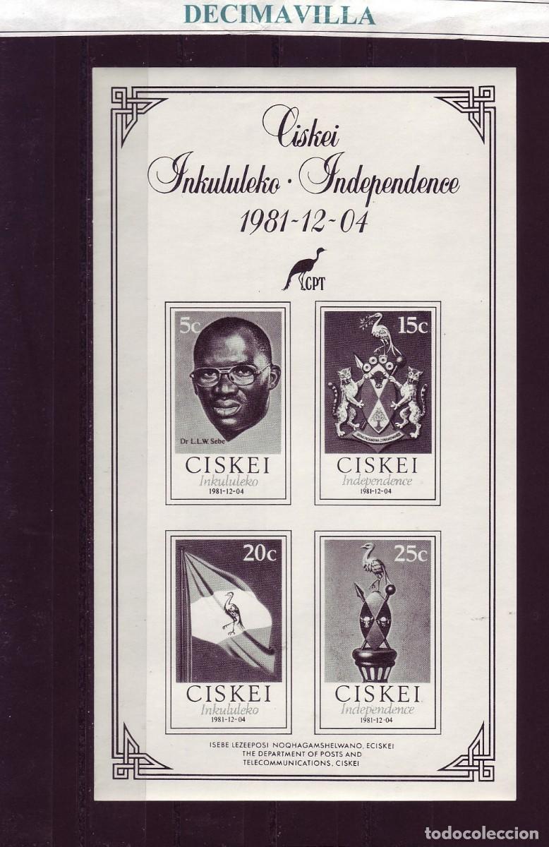 Sellos: PRVR27., CISKEI, PERSONAJES, DR. L.L.W SEBE, INDEPENDENCIA, 1981