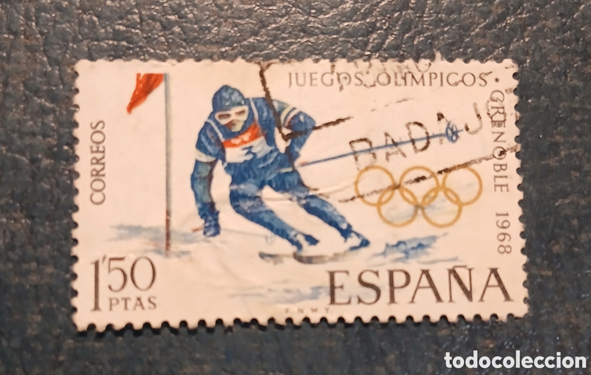 Sellos: 1 sello Espa&ntilde;a 1968. X Juegos Ol&iacute;mpicos de invierno en Grenoble