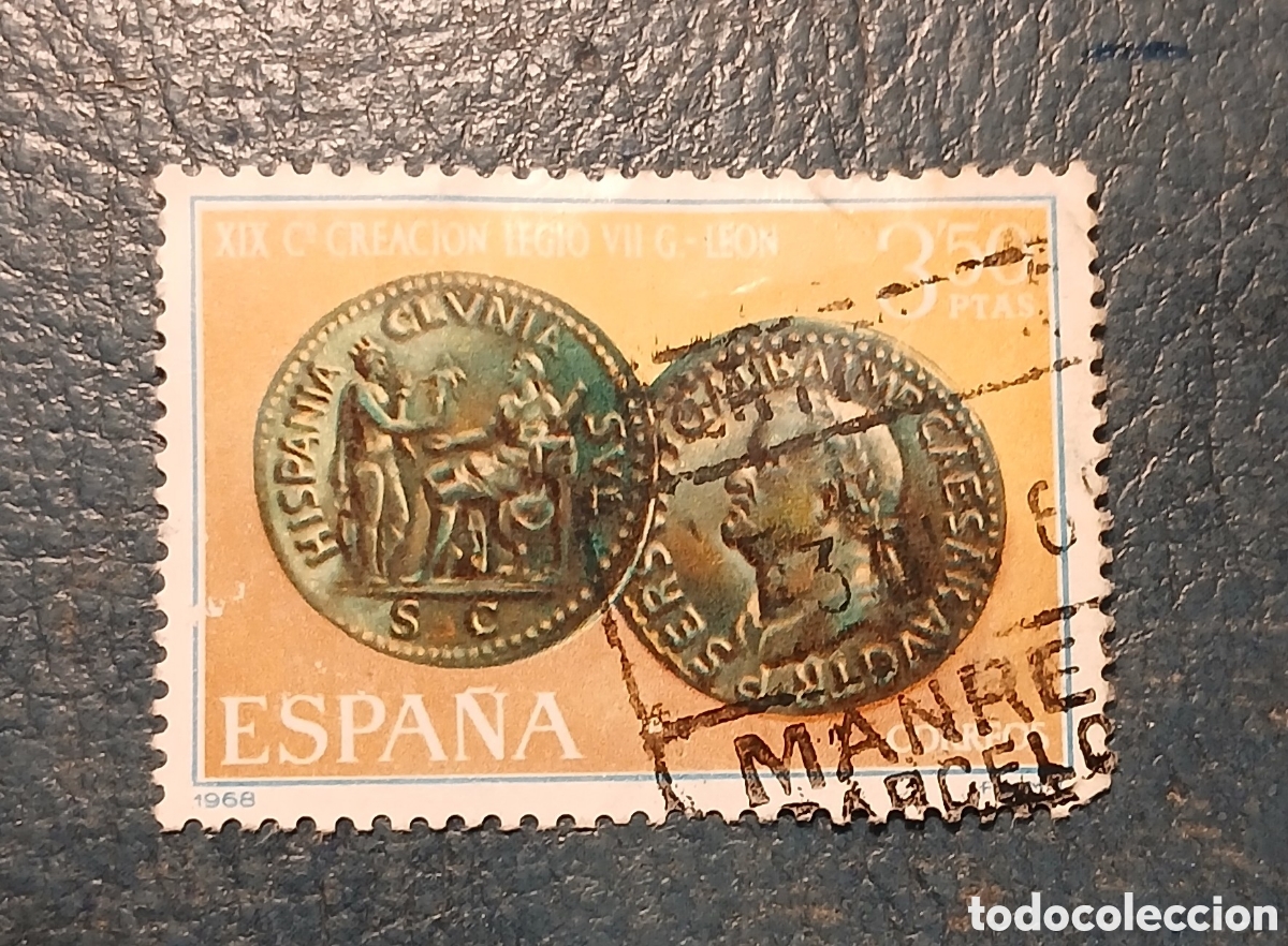 Sellos: 1 sello Espa&ntilde;a 1968. XlX Centenario de la Legio VII G&eacute;mina.