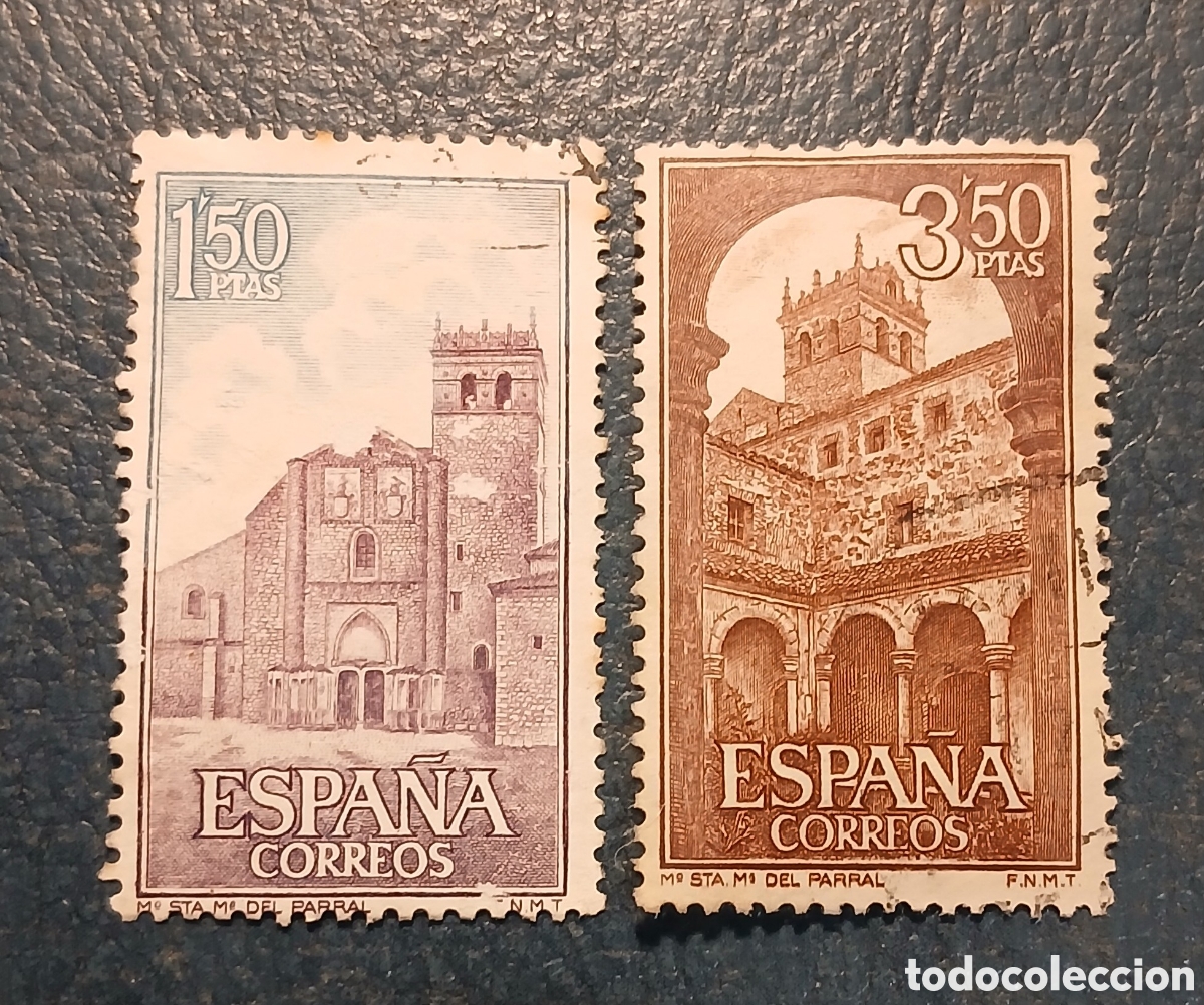 Sellos: 2 sellos Espa&ntilde;a 1968. Monasterio de Santa Maria del Parral