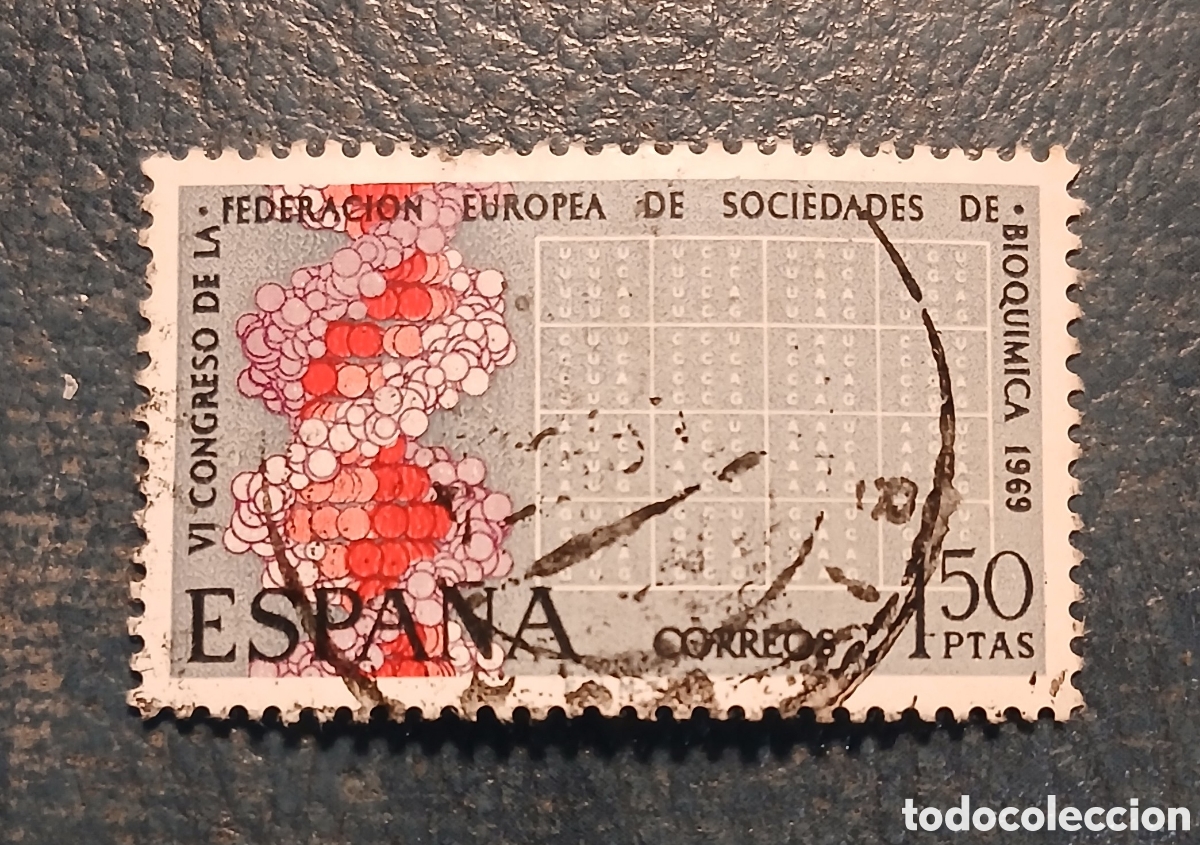 Sellos: 1 sello Espa&ntilde;a 1969 VI Congreso Europeo de Bioqu&iacute;mica