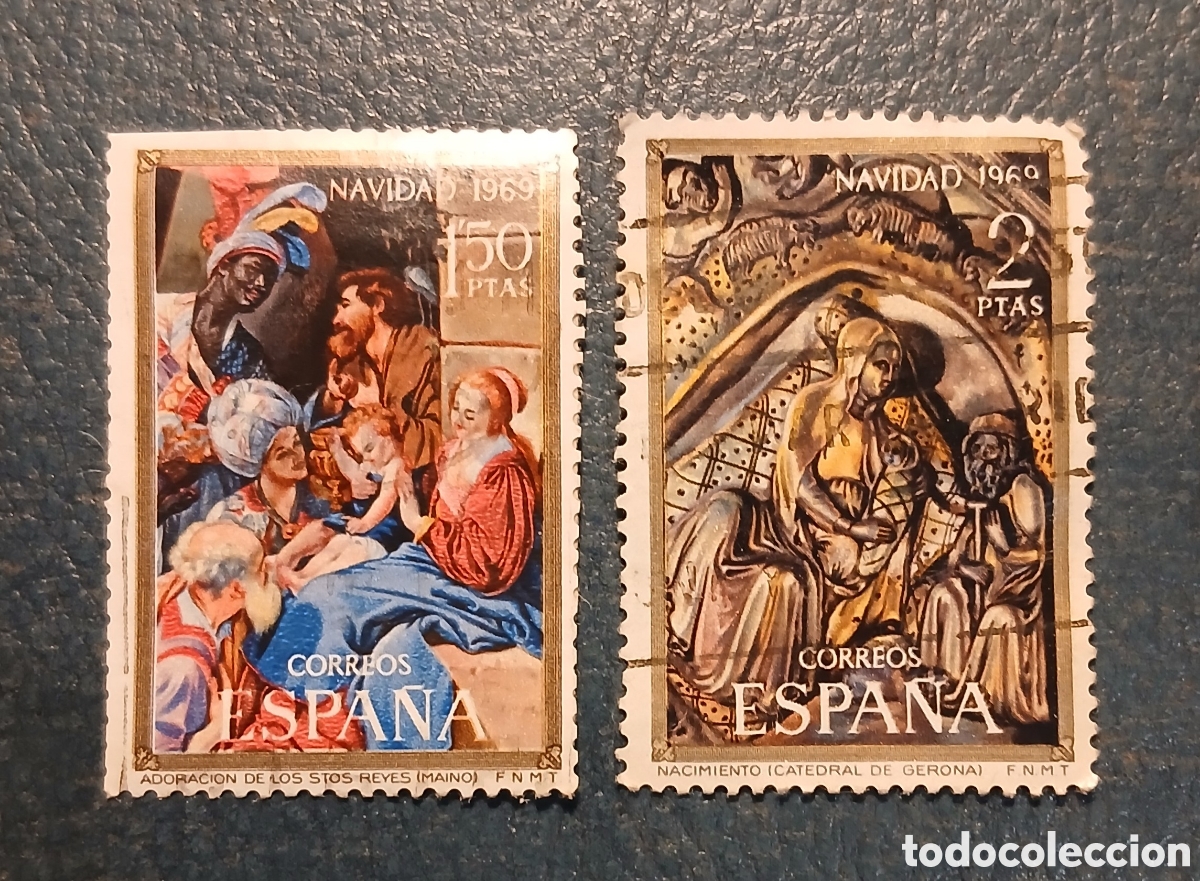 Sellos: 2 sellos Espa&ntilde;a 1969 Navidad - Foto 1