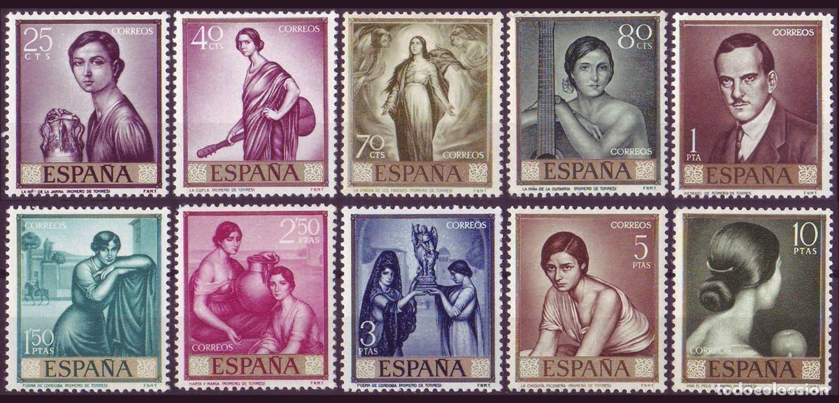 Sellos: 10v Espa&ntilde;a, 1965 | J. Romero de Torres | Edifil: 1657/66 - Yv: 1312/21 - Mi: 1536/45 MNH **