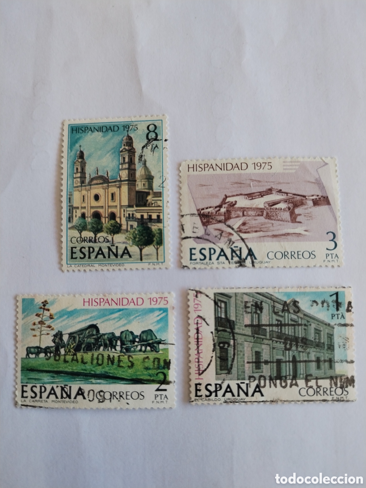 Sellos: Serie completa Sellos Espa&ntilde;a Hispanidad 1975 Montevideo Uruguay Edifil 2293 a 2296