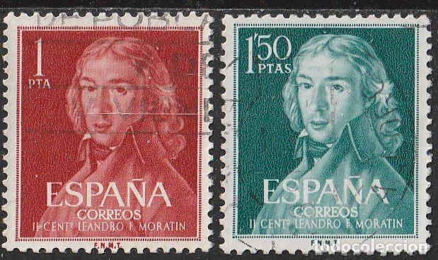 Sellos: Espa&ntilde;a 1961 Edifil 1328/9 Sellos &ordm; II Cent. Nacimiento Leandro Fern&aacute;ndez Morat&iacute;n (Retrato de Goya)
