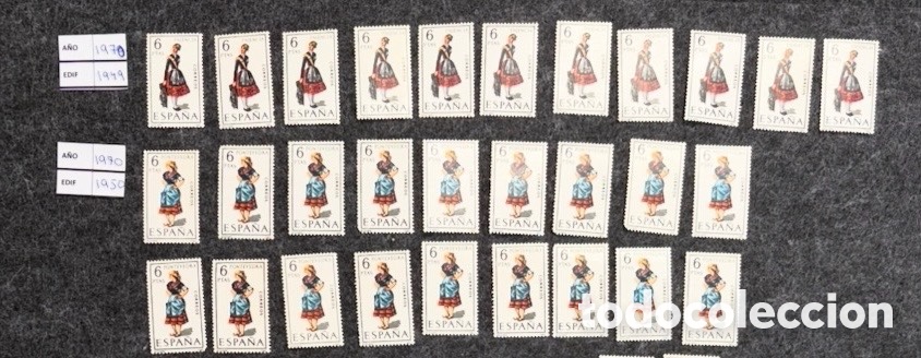 Sellos: Espa&ntilde;a 1970 Lote 29 Sellos Trajes Regionales Edifil 1949 1950