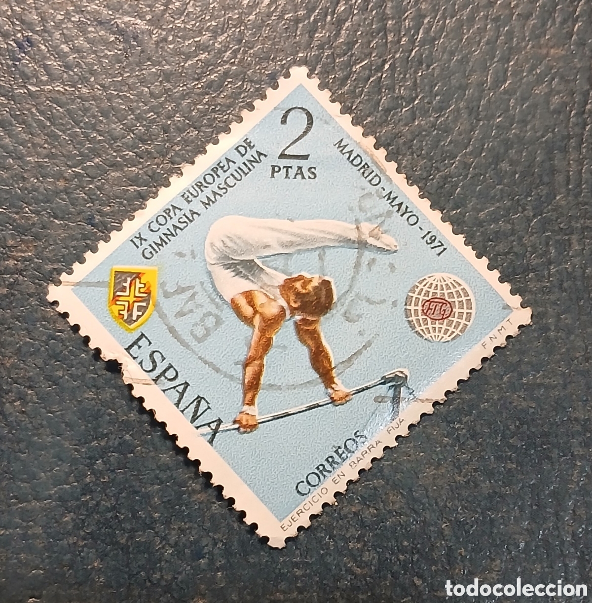 Sellos: 1 sello Espa&ntilde;a 1971 Campeonato Europeo Gimnasia Masculina