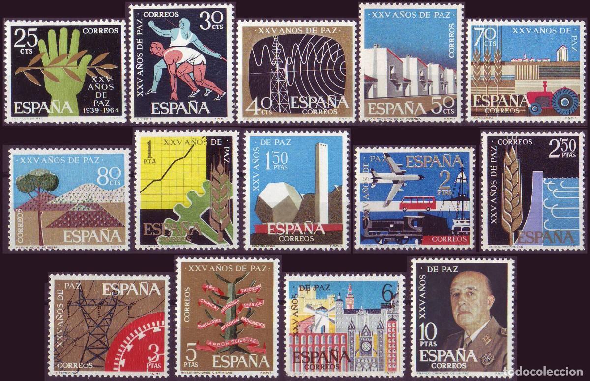 Sellos: 14v Espa&ntilde;a, 1964 | 25 a&ntilde;os de Paz | Edifil: 1576/89 - Yv: 1228/41 - Mi: 1455/68 MNH **