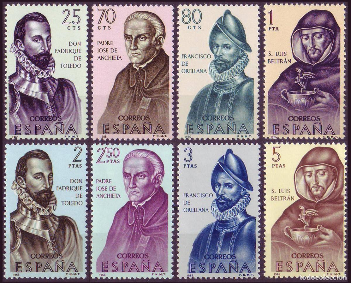 Sellos: 8v Espa&ntilde;a, 1965 | Forjadores de Am&eacute;rica (VI) | Edifil: 1678/85 - Yv: 1338/5 - Mi: 1568/75 MNH **