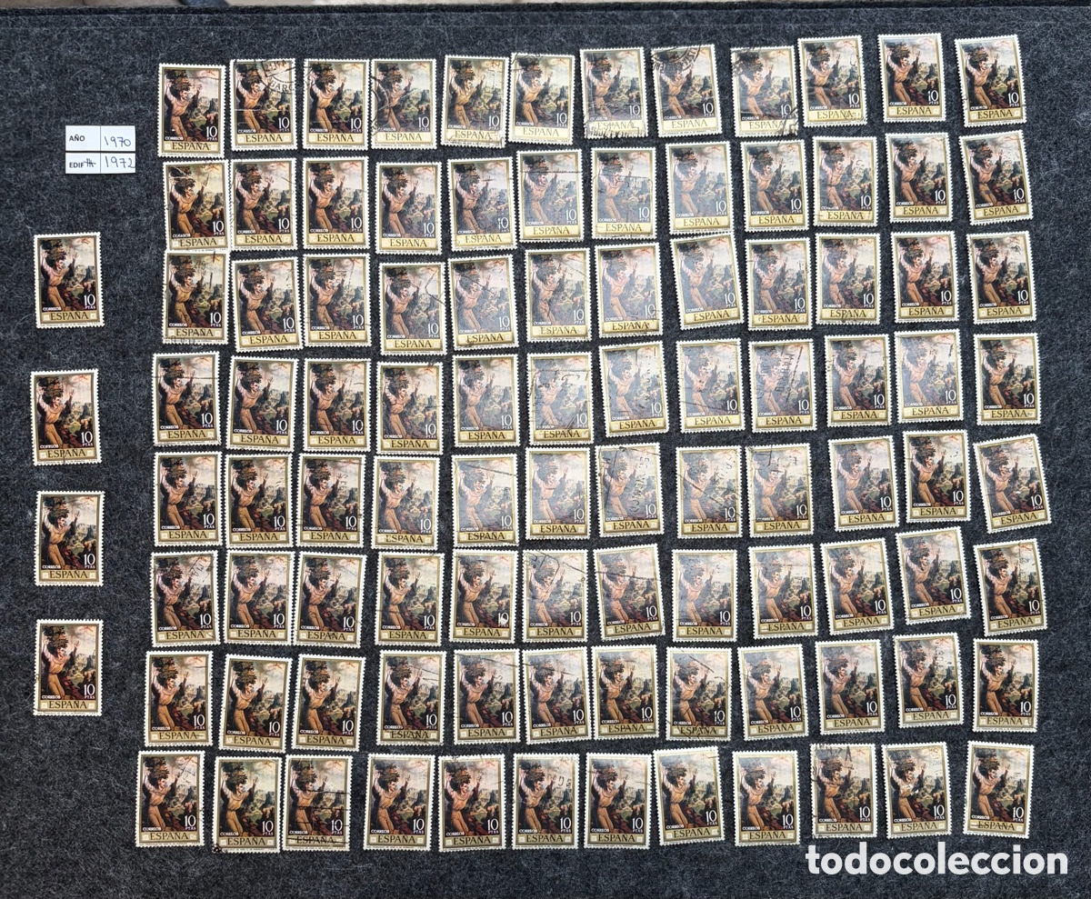 Sellos: Lote 100 sellos Espa&ntilde;a 1970 Edifil 1972
