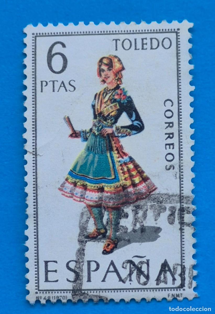 Sellos: TRAJES REGIONALES&ndash; TOLEDO n&ordm; 48 - 6 pta.-ESPA&Ntilde;A 1970-EDIFIL 1960 usado