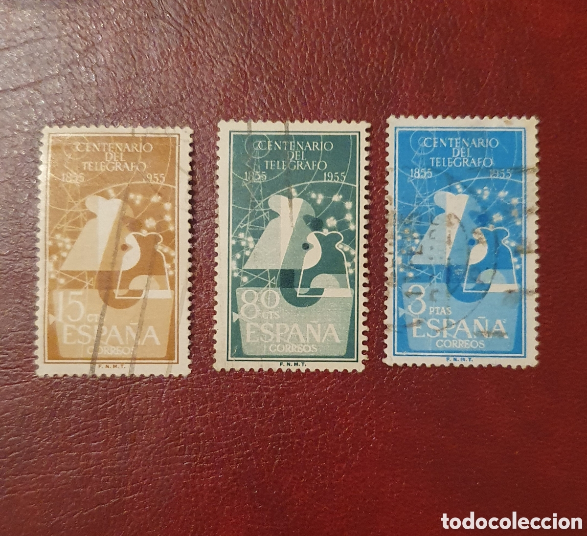Sellos: Edifil 1180, 1181 y 1182. A&ntilde;o 1955