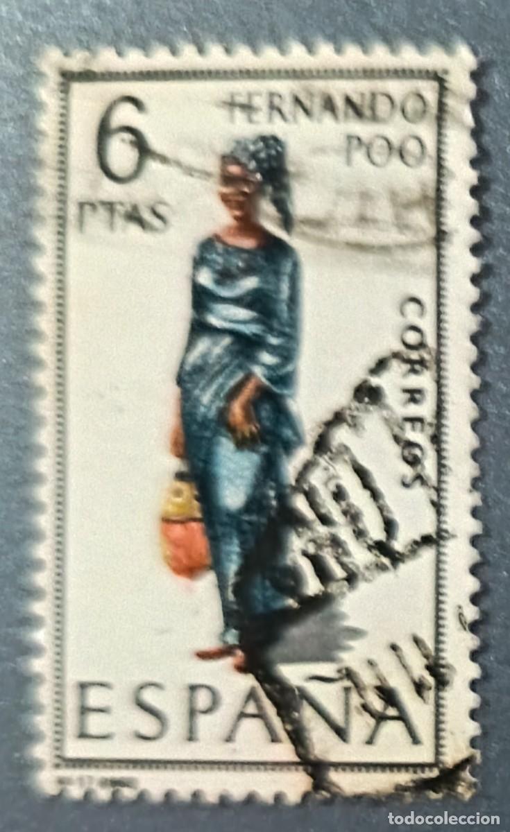 Sellos: Espa&ntilde;a 1968 Edifil 1843 Sello &ordm; Trajes Tipicos Espa&ntilde;oles Fernando Poo Michel 1758 Yvert 1502 Spain