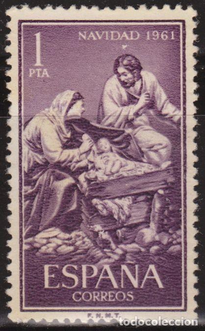 Sellos: Espa&ntilde;a 1961 Edifil 1400 Sello &ordm; Navidad La Sagrada Familia (Jose Gines) Michel 1295 Yvert 1073