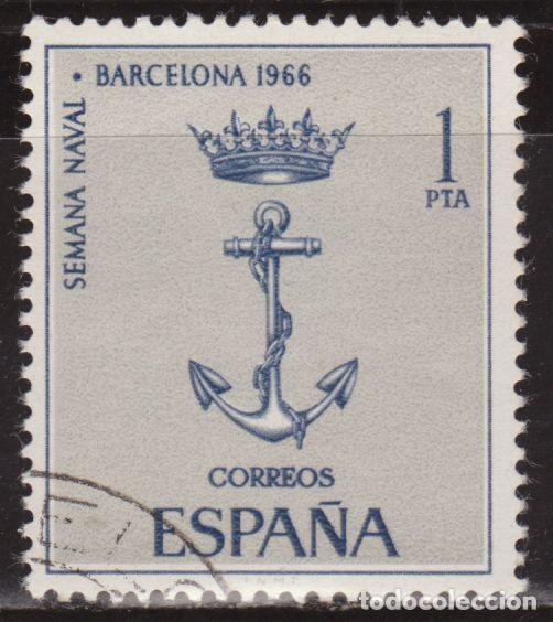 Sellos: Espa&ntilde;a 1966 Edifil 1737 Sello &ordm; Semana Naval Barcelona Corona sobre Ancla Michel 1624 Yvert 1389