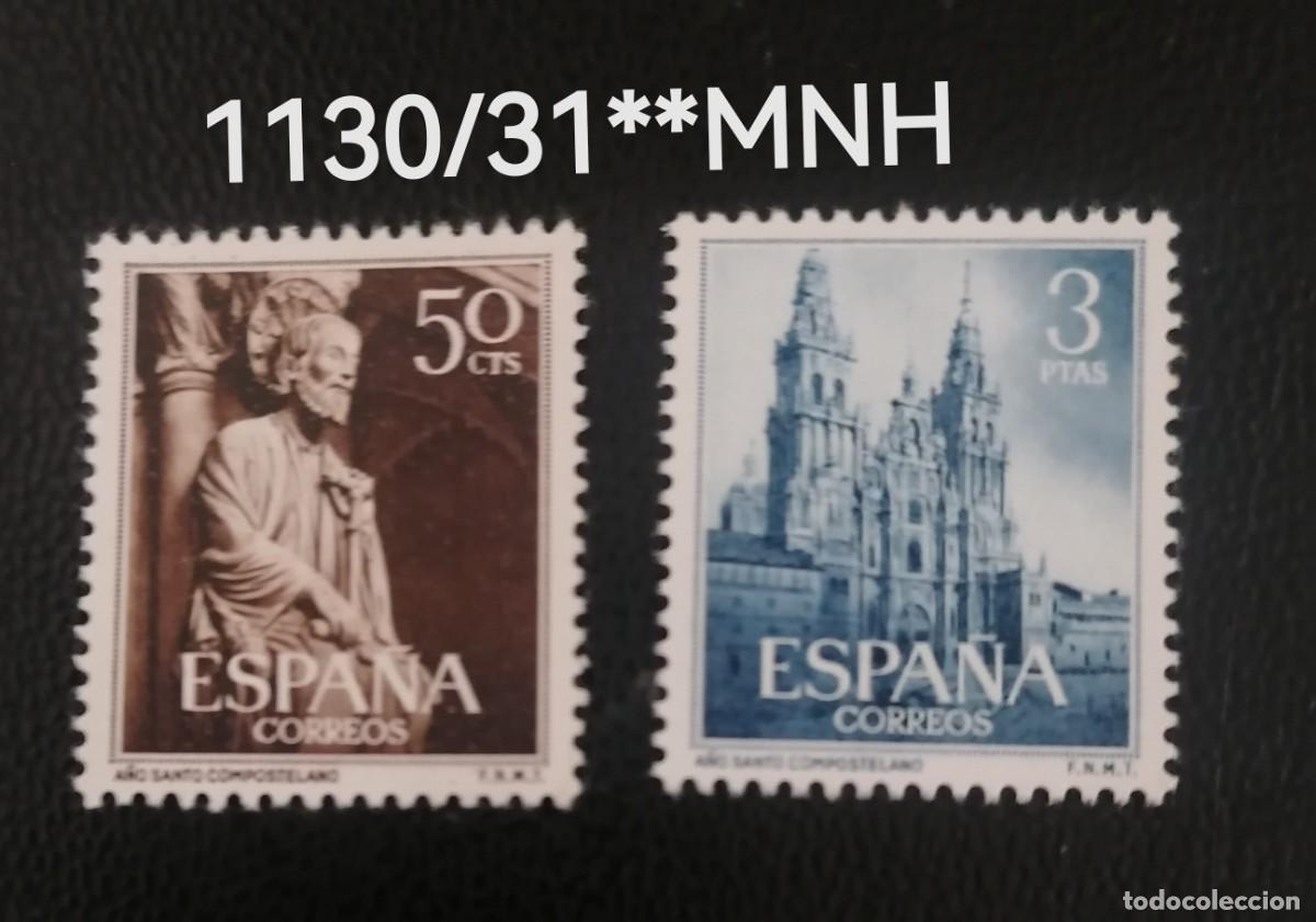 Sellos: ESPA&Ntilde;A 1954 Edifil 1130/31**MNH. A&ntilde;o Santo compostelano . Sin fijasellos. MNH Cat 73&euro; Goma original