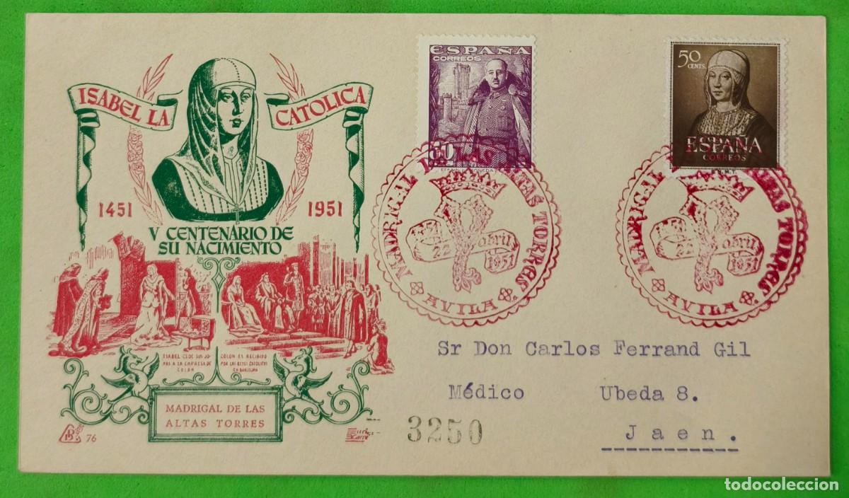 Sellos: 1951.- MADRIGAL DE LAS ALTAS TORRES (AVILA) A JA&Eacute;N