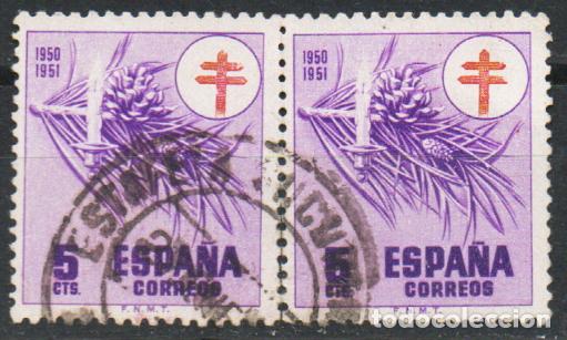 Sellos: EDIFIL 1084, PRO TUBERCULOSOS 1950, USADO EN PAREJA