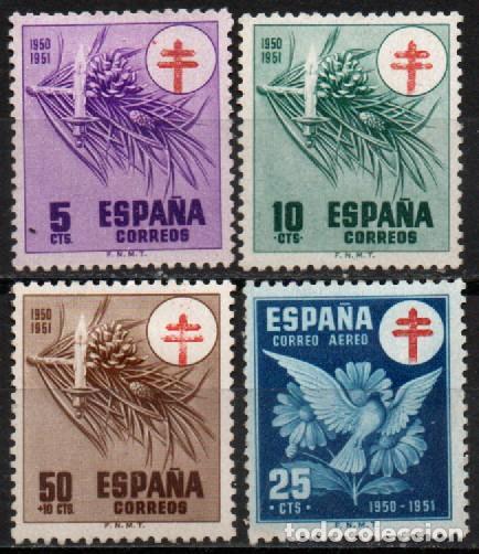 Sellos: EDIFIL 1084/7, PRO TUBERCULOSOS 1950, NUEVO CON SE&Ntilde;AL DE CHARNELA, SERIE COMPLETA