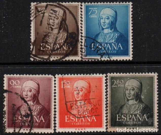 Sellos: EDIFIL 1092/6, V CENTENARIO DE ISABEL LA CATOLICA, USADO SERIE COMPLETA