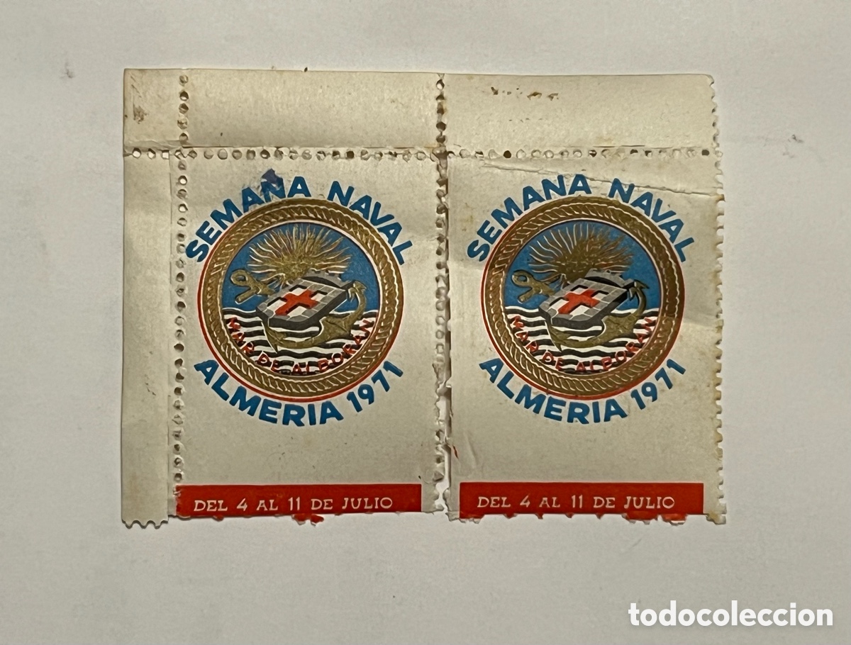 Selos: ALMER&Iacute;A 1971. SELLO VI&Ntilde;ETA. SEMANA NAVAL DEL 4 AL 11 DE JULIO (bloque de 2)