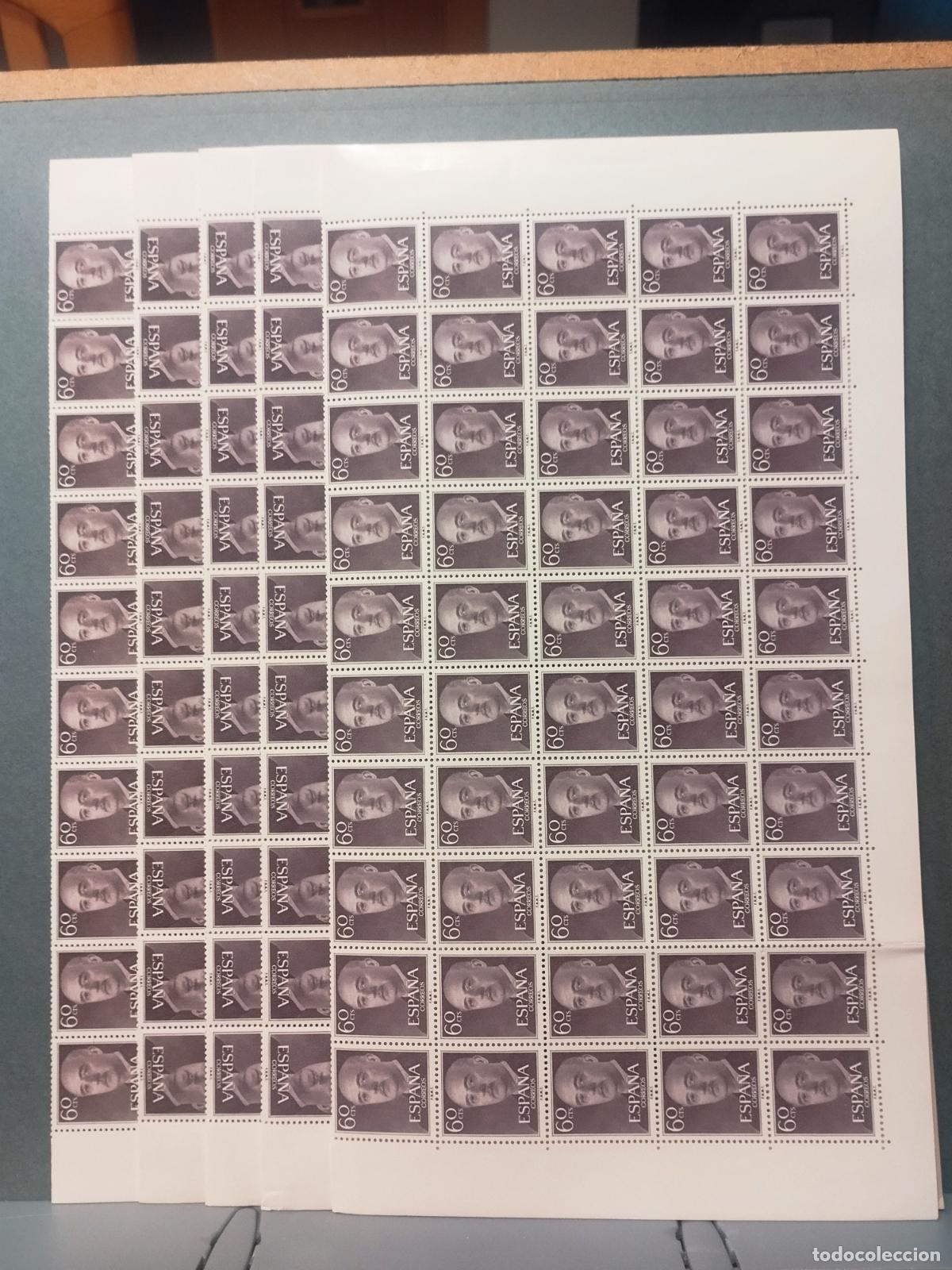 Sellos: ESPA&Ntilde;A. EDIFIL 1150. FRANCISCO FRANCO 60 CTS. CASTA&Ntilde;O GRISACEO. 500 SELLOS EN PLIEGOS