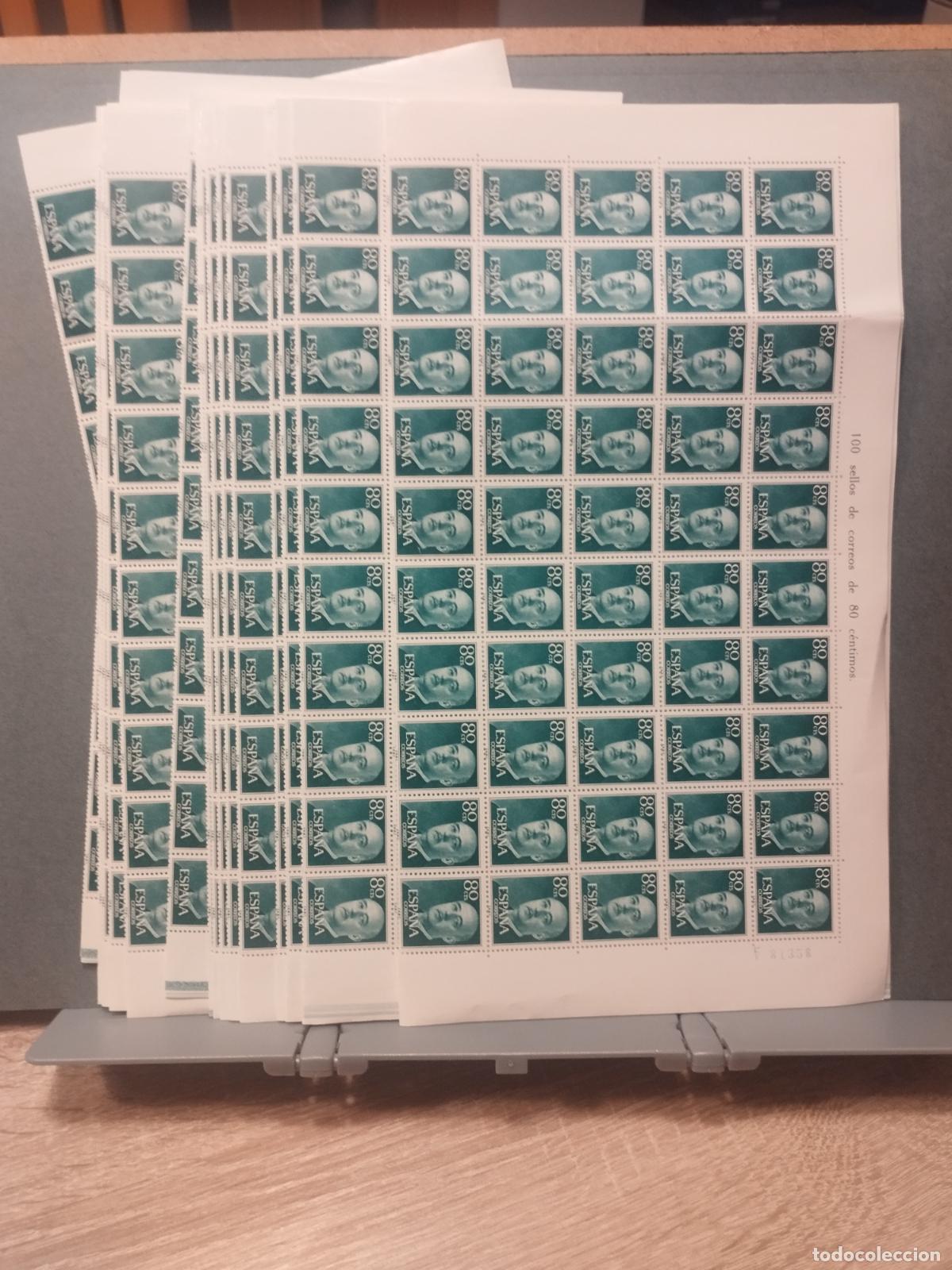 Selos: ESPA&Ntilde;A. EDIFIL 1152. FRANCISCO FRANCO 80 CTS. VERDE. 2000 SELLOS EN PLIEGOS