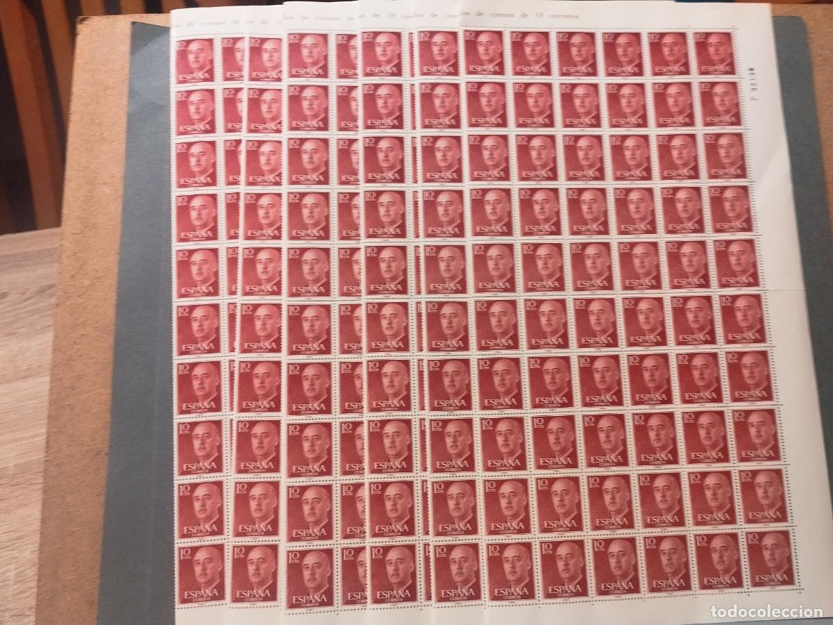 Francobolli: ESPA&Ntilde;A. EDIFIL 1143. FRANCISCO FRANCO. 10 CTS. ROJO BURDEOS. 1600 SELLOS EN PLIEGOS. LEER DESCRIPC.