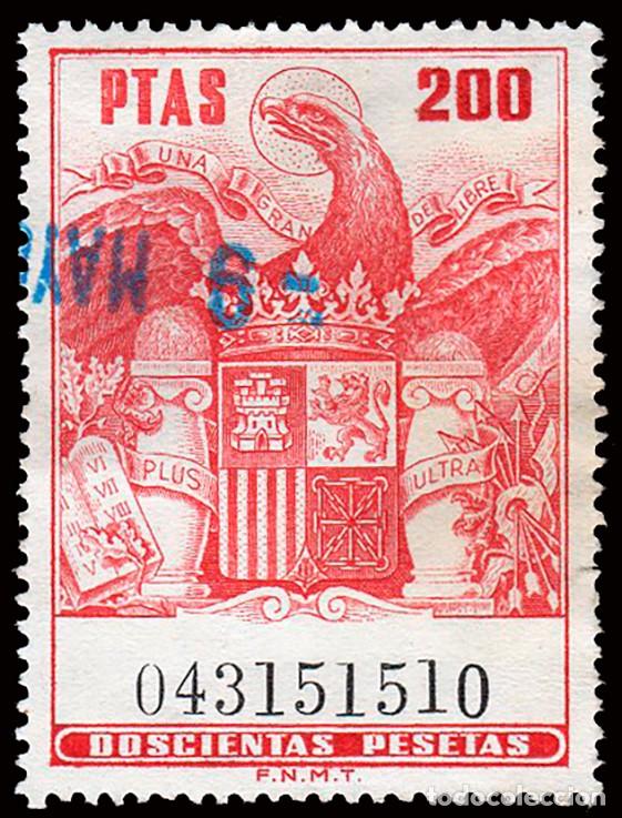 Sellos: Espa&ntilde;a - Fiscales - P&oacute;lizas - Alemany o 726 - 1973/82 - 200 Ptas.