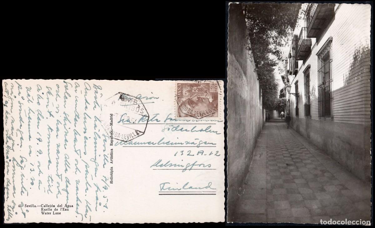 Sellos: C&oacute;rdoba - Edi o TP 1057 - Postal &rdquo;Sevilla - Callej&oacute;n agua&rdquo; - Mat &rdquo;AMB. &Oacute;mnibus 7/Sep./54...&rdquo;
