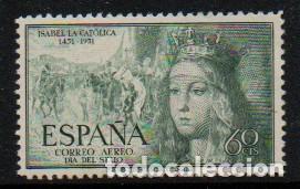 Sellos: EDIFIL 1097, V CENTENARIO DE ISABEL LA CATOLICA, AEREO, NUEVO CON SE&Ntilde;AL DE CHARNELA