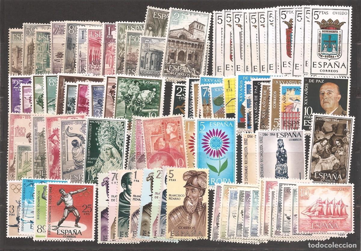 Selos: Sellos de Espa&ntilde;a A&ntilde;o 1964 A&ntilde;o completo Sellos nuevos** N&ordm; Edifil 1541/1630 CON ESCUDOS