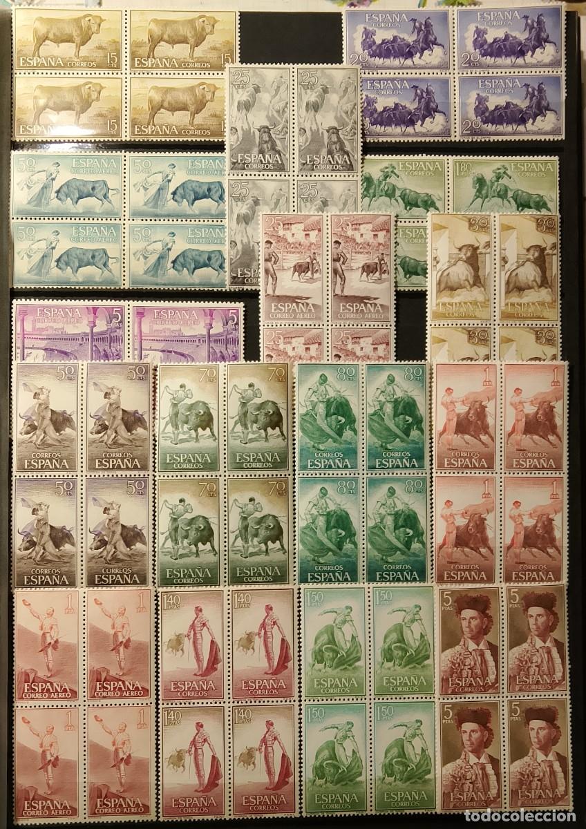 Francobolli: Sellos en bloque de 4. Edifil 1254/1269. Fiesta Nacional &rdquo;Toros&rdquo;. 1960
