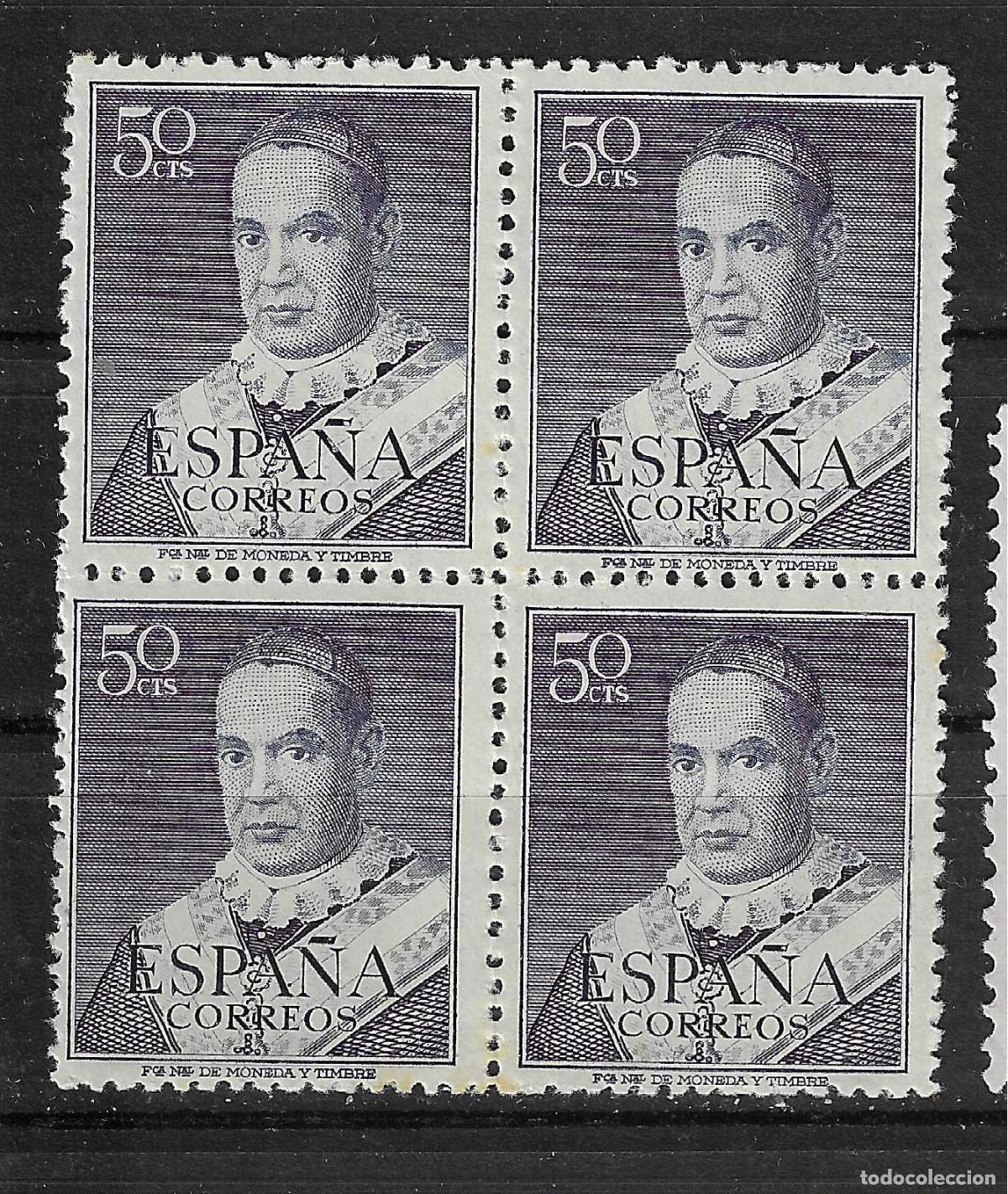 Sellos: 1951 CLARET EDIFIL 1102** SIN FIJASELLOS EN BLOQUE DE 4