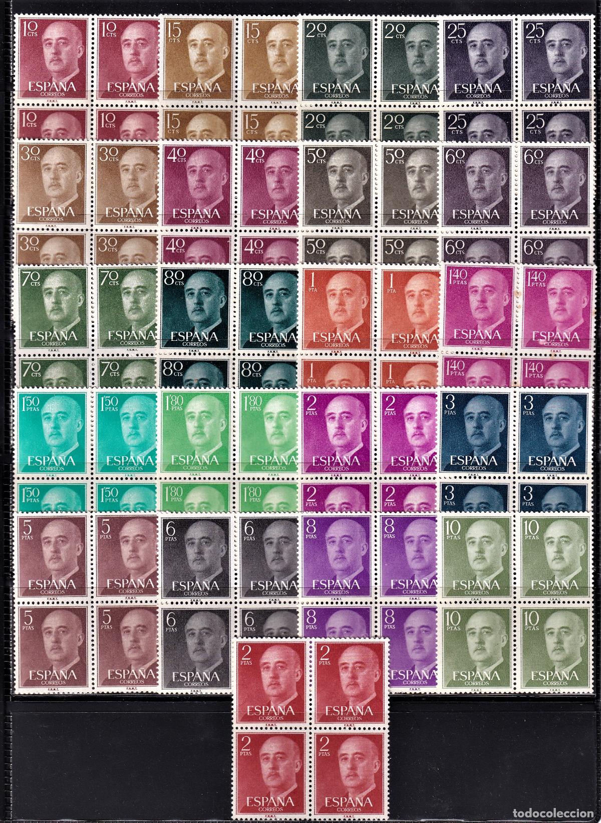 Stamps: Sellos Espa&ntilde;a A&ntilde;o 1955 edifil 1143/63 en bloque de cuatro nuevo sin fijasello Valor cat. 124&euro;
