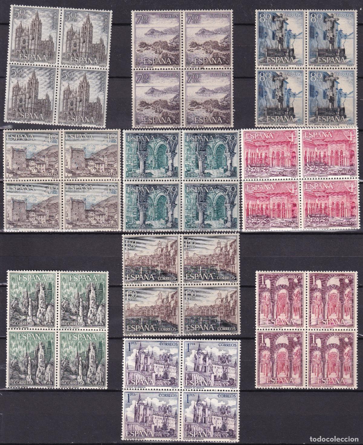 Briefmarken: Sellos Espa&ntilde;a A&ntilde;o 1964 edifil 1541/50 en bloque de cuatro nuevo sin fijasello Valor cat. 8,00&euro;