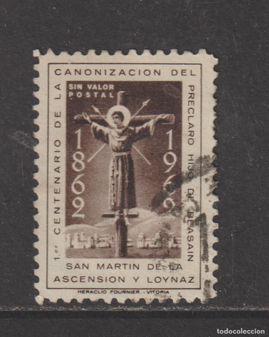 Sellos: Vi&ntilde;eta sin valor postal 1962 - Beasain, San Martin de la Ascension y Loynaz usado