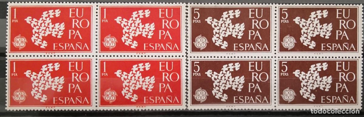 Stamps: Sellos en bloque de 4. Edifil 1371/1372. Europa (II Serie). 1961.