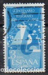 Sellos: SELLO ESPA&Ntilde;A A&Ntilde;O 1955 TELEGRAFO 3 PTS.USADO EDIFIL N&ordm; 1182