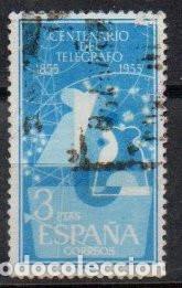 Sellos: SELLO ESPA&Ntilde;A A&Ntilde;O 1955 TELEGRAFO 3 PTS.USADO EDIFIL N&ordm; 1182