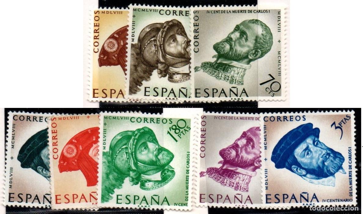 Sellos: SERIE SELLOS ESPA&Ntilde;A A&Ntilde;O 1958 CARLOS I USADOS EDIFIL N&ordm; 1224-31 SERIE COMPLETA