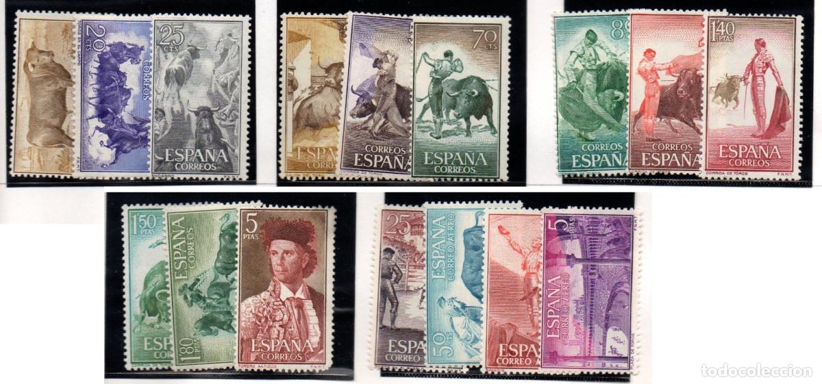 Sellos: SERIE SELLOS ESPA&Ntilde;A A&Ntilde;O 1960 TAUROMAQUIA USADOS EDIFIL N&ordm; 1254-69 COMPLETA
